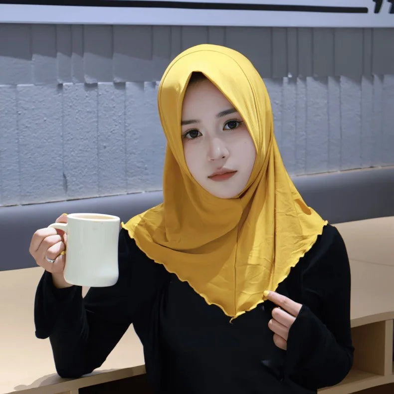 Muslim Elegant Girls Instant Hijab with Bowknot Islamic Women Turban Full Cover Scarves Shawl Arab One Piece Amira Head Wraps
