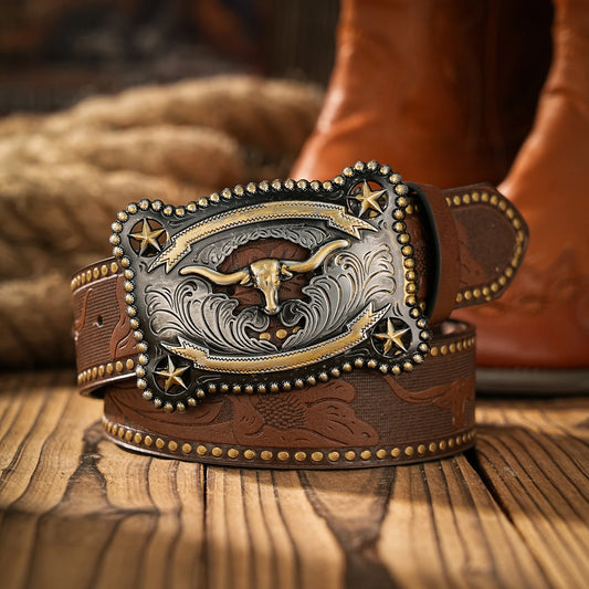 Vintage meets fashion! Alloy buckle PU belt, suitable for both men and women, to create a personalized Western style