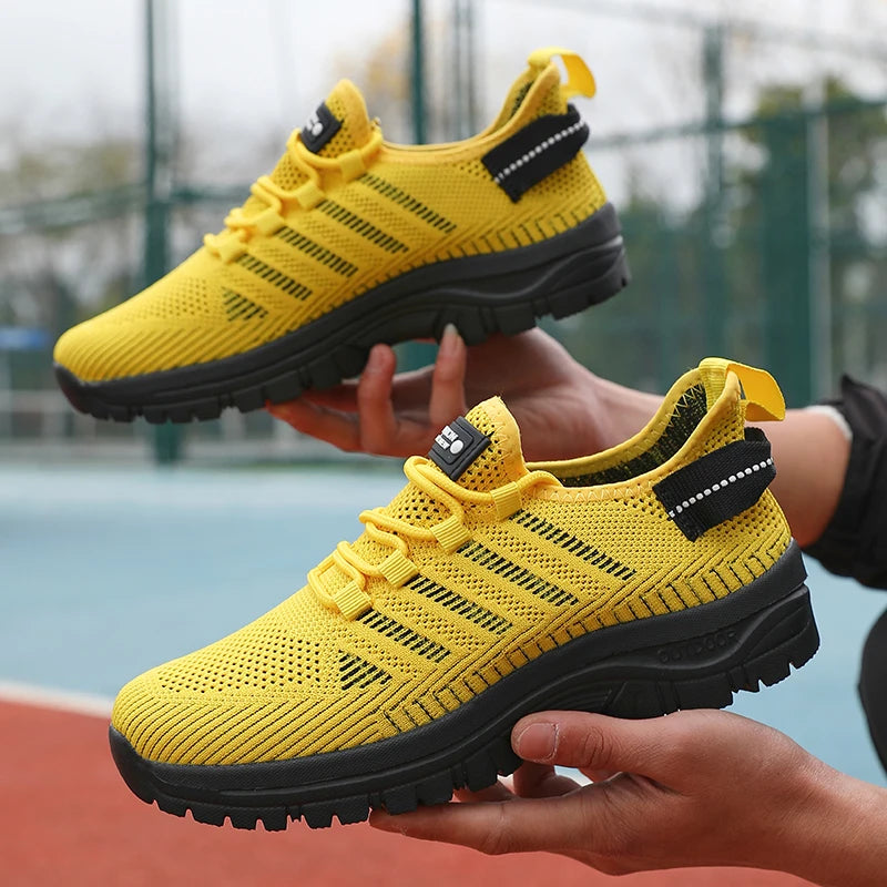 2025 Men's Running Shoes Knitted Mesh Breathable Fashion Casual Sports Shoes Comfortable Fitness Lightweight Men's Casual Shoes