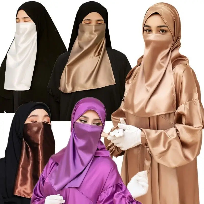 Muslim hijab for women Islamic hijab solid color satin hijab Islamic face scarf Arab Headband Breathable