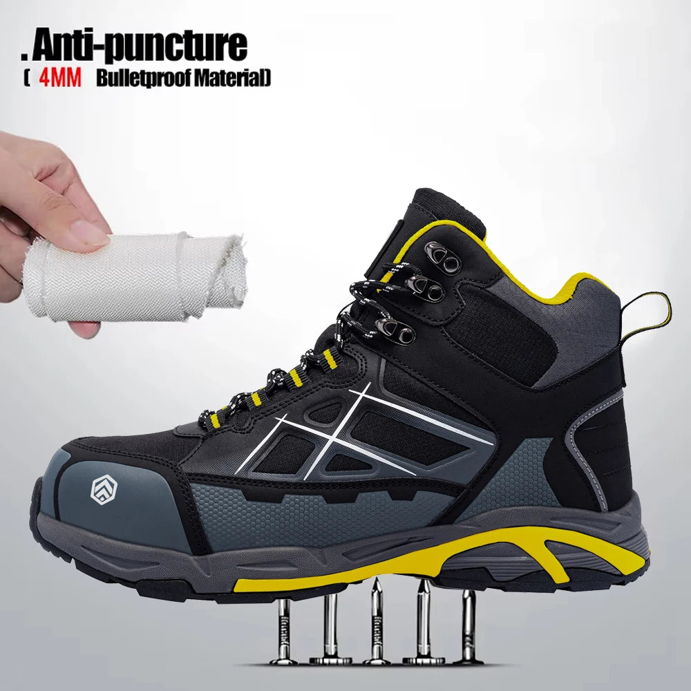 Larnmern Mens Safety Work Boots Steel Toe Shoes Anti-puncture Anti-static Non Slip Protective Boots