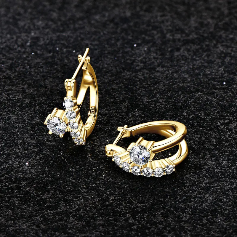 Lnngy Sparkling 4MM&2MM Moissanite Earring Original 925 Sterling Silver Hoop Earrings For Women Girls Korean INS Jewelry Gifts