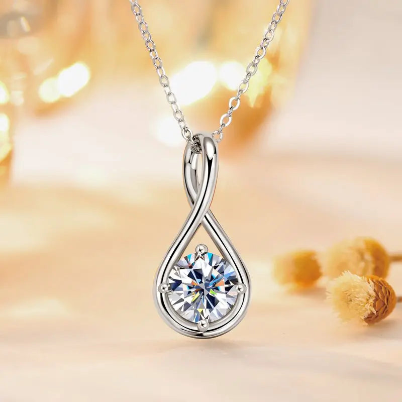 Lnngy Genuine 925 Sterling Silver Infinity Pendant Necklace Colorful Zircon Birthstone Necklaces for Women Jewelry Collar Mujer