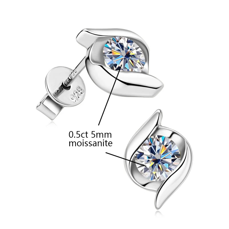 Sterling Silver 925 Real Moissanite Jewelry Set for Women 2.0ctw D Color Lab Diamond Stud Earrings Pendant Necklace Sets Gift