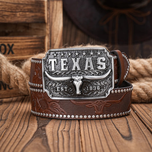 A men's and women's casual retro belt Western style! PU leather belt with metal buckle, suitable for daily work wear