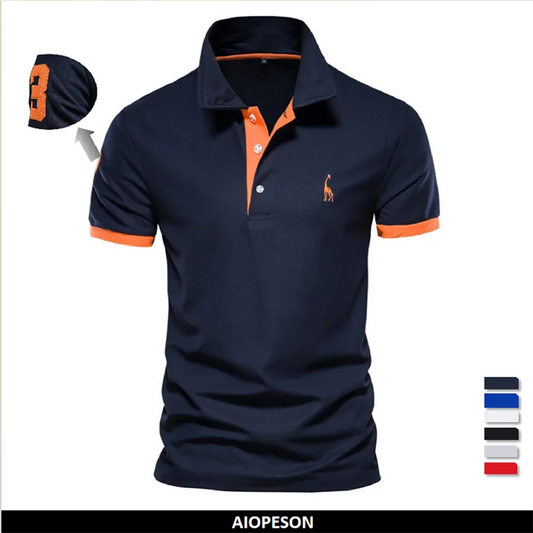Polo style Giraffe Shirt Men Quality Embroidery Summer Short Sleeve Polo Casual Business Social Mens Polos BR Size
