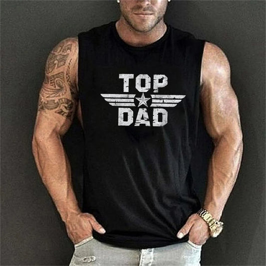🏋️ Men’s Summer Sleeveless Tank Top,TOP DAD Print | Loose Fit | Comfortable & Breathable | Fitness & Leisure