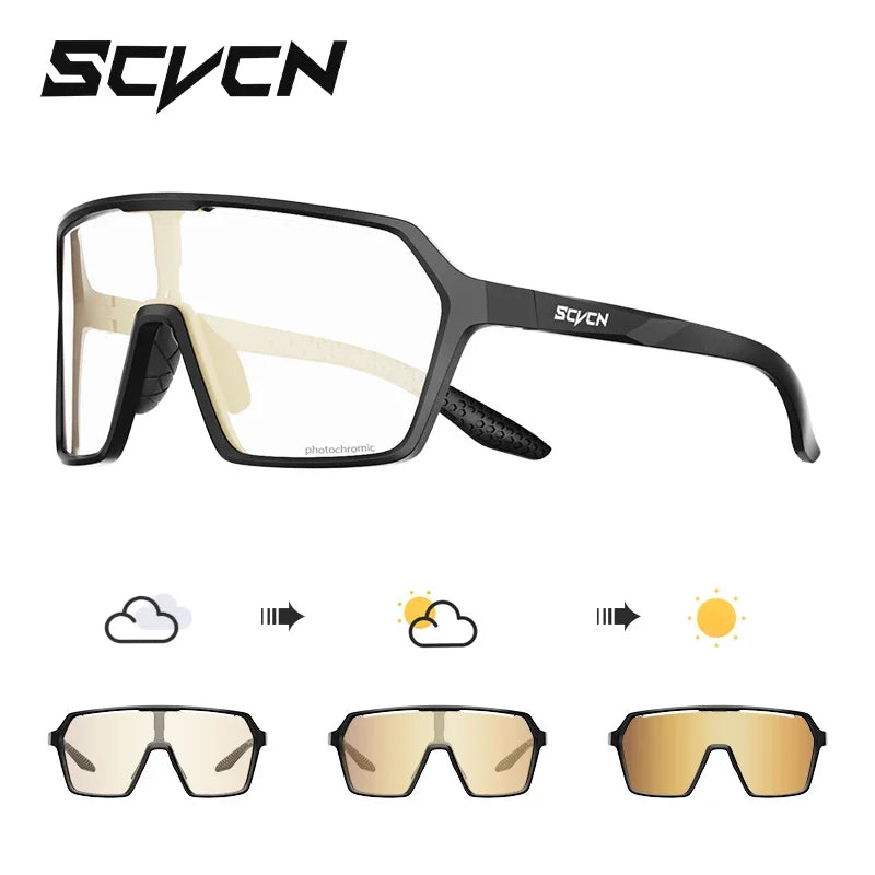 SCVCN Photochromic Sunglasses for Men Cycling Glasses UV400n Women Driving Glasses MTB Road Bike Sport Eyewear Running
