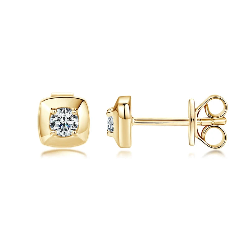 Lnngy 925 Sterling Silver Square Shape Stud Earrings Certified GRA 3mm Moissanite Earring for Women Korean INS Mini Jewelry Gift