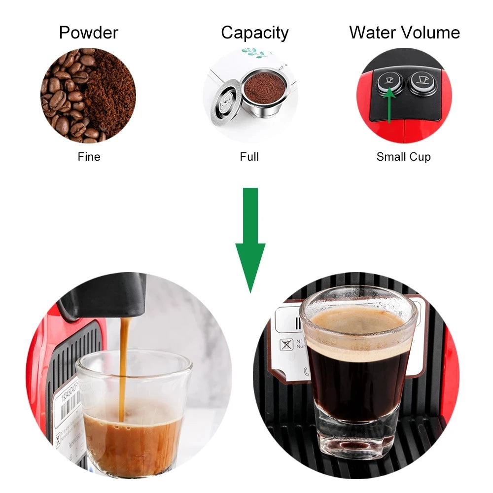 Coffee Capsule For Nespresso Reusable Stainless Steel Refillable Filters Espresso Pod Fit Inissia Pixie Essenza Mini CoffeeMaker