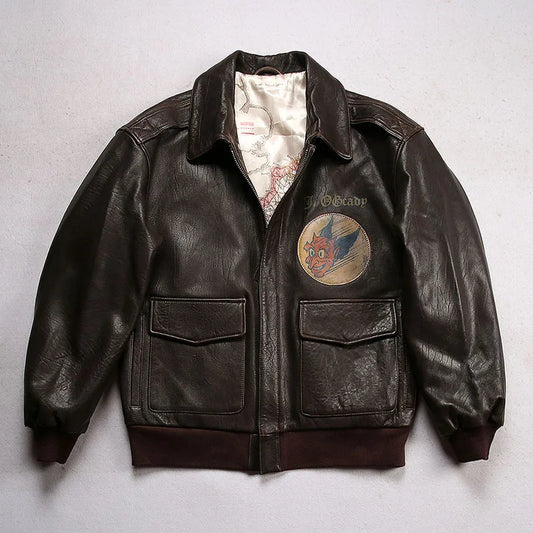 Saipan B29 Bomber Flight Suit Genuine Leather Jacket Men's New Zealand Sheepskin Fat Plus Size Bubble Leather Leather Coat tops
