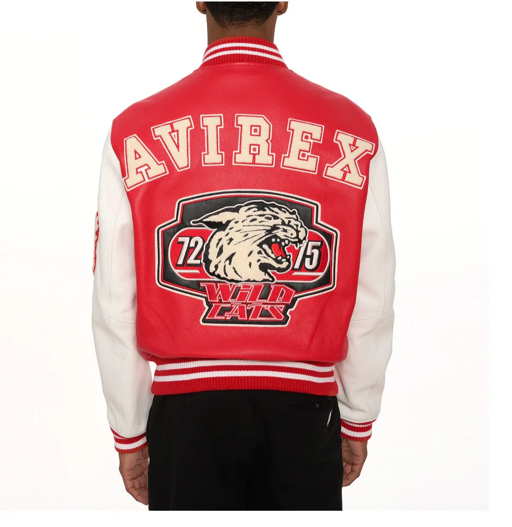 Men's Real Leather Jacket with Embroidery thicken first layer cowhide leather Leather Winter Classic Warm Baseball outfits Coat