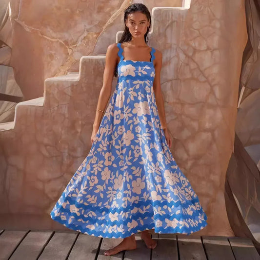 EuroWave Eleganza Dress – Summer 2025 A-Line Printed Maxi
