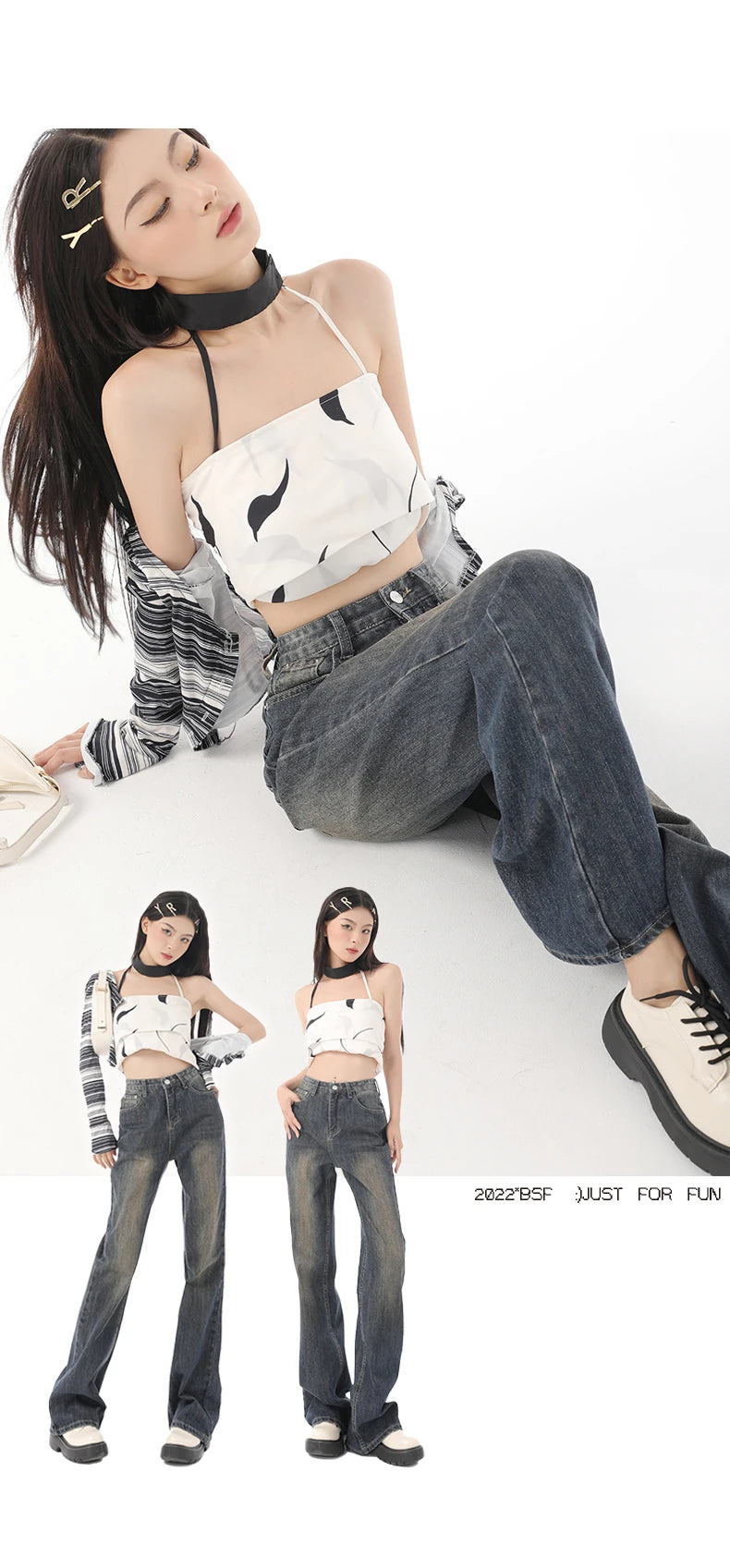 Retro Flared Jeans Women's High Waist Wide Leg Pants Slimming  Hoof Pants Casual Spring Summer Denim Trousers