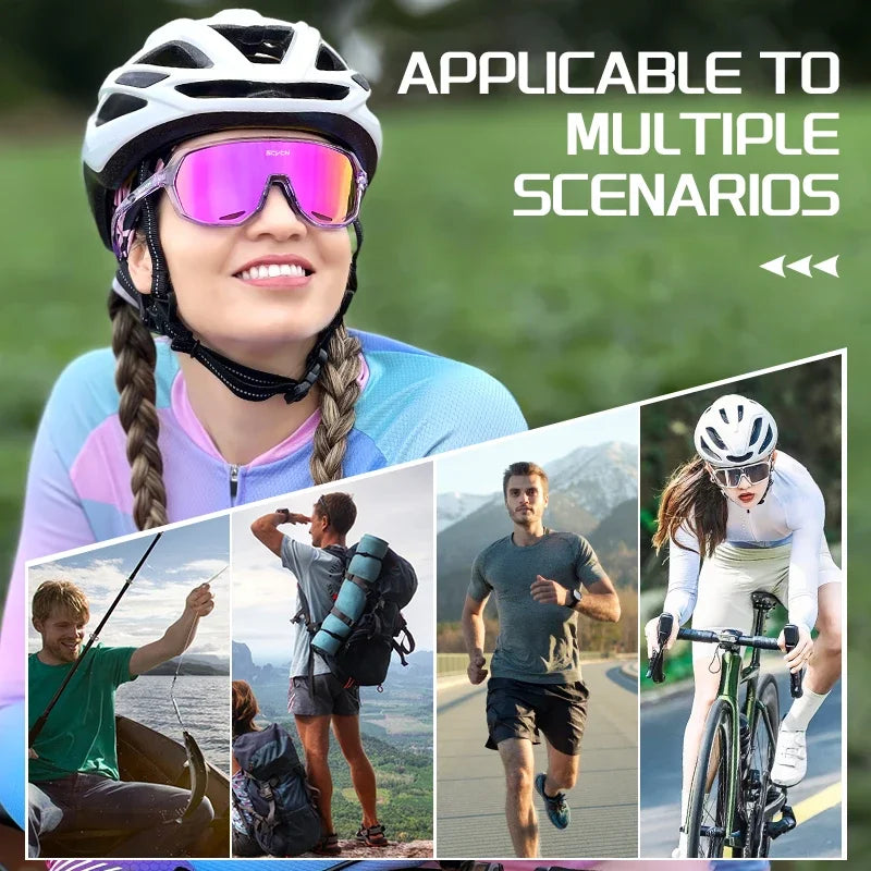 Scvcn Fashion Sunglasses for Men Sun Mountain Bike Road Bicycle Eyewear Goggles Sports UV400 MTB Photochromic Cycling Glasses