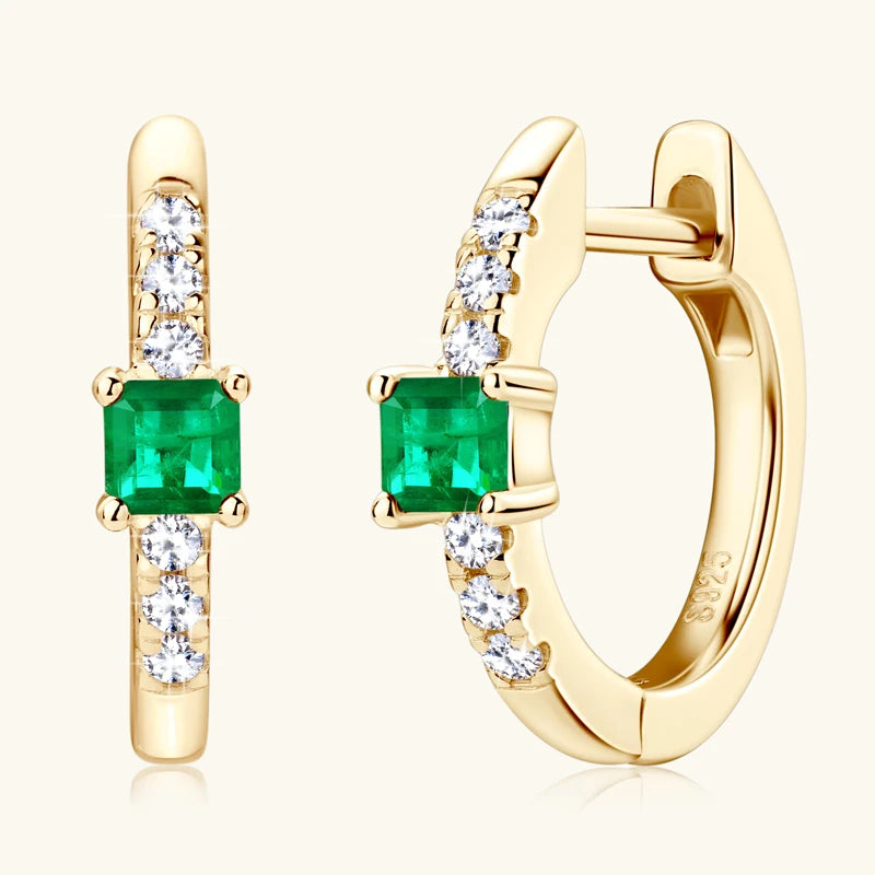 Lnngy Oval/Marqusie Cut Artificial Emerald Stud Earring for Women ohrringe silber 925 Sterling Silver Earring Daily Jewelry Gift