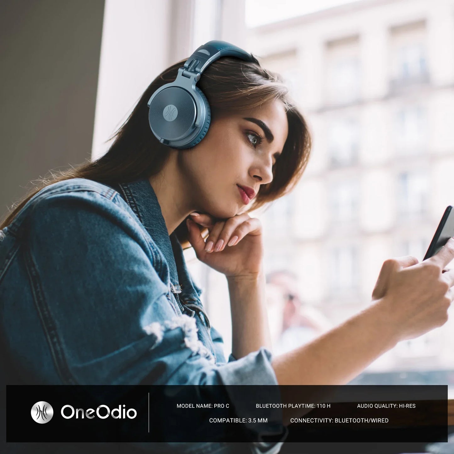 Oneodio Pro C Wireless Bluetooth 5.2 Headphones Over Ear With Microphone Hi-Res Audio Wired&Wireless Headset 110h Playtime AAC