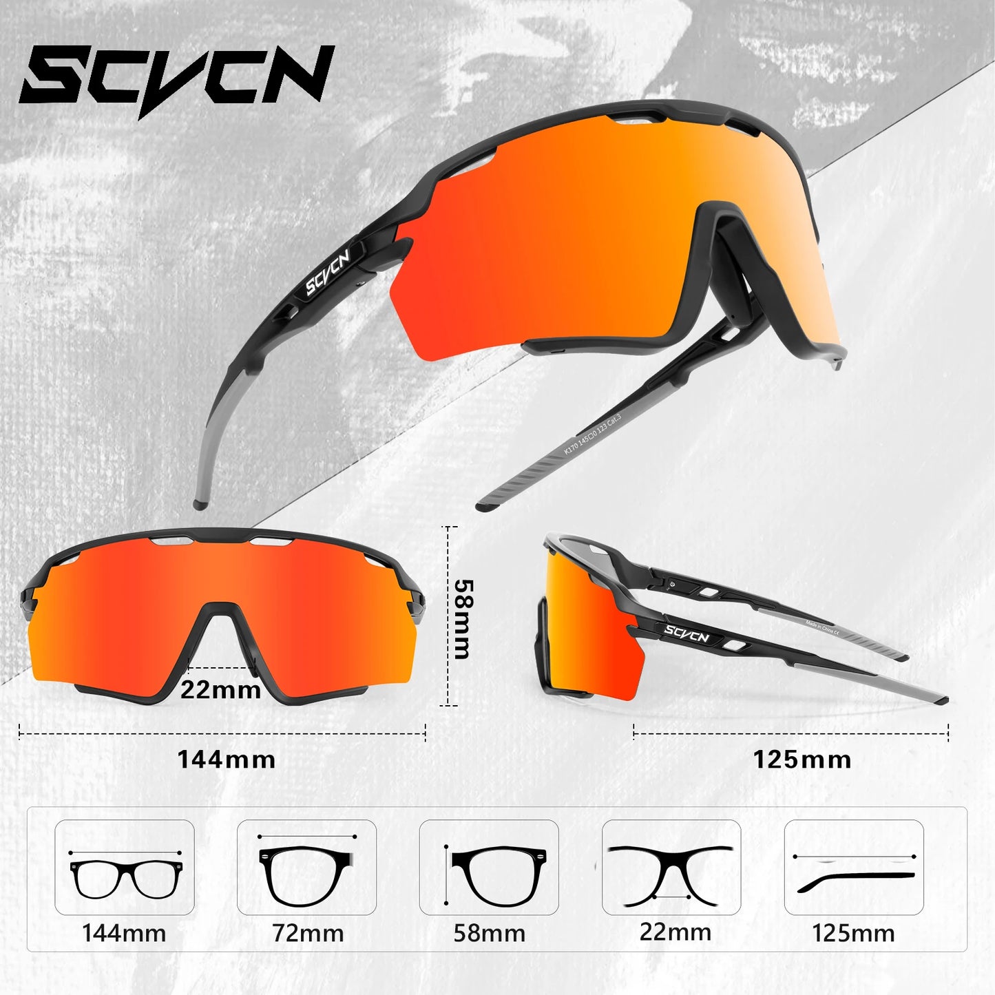 Scvcn Cycling Sunglasses for Men Glasses UV400 Bicycle Goggles Mountain Road Bike Eyewear Multi Colors Running Hiking Driving