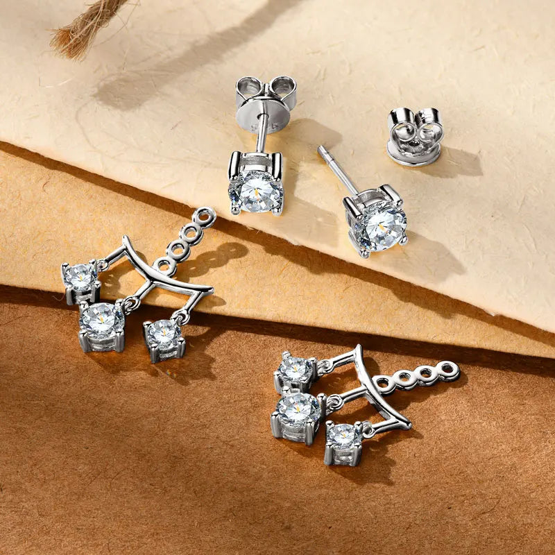 Lnngy Certified GRA 5mm 0.5ct Moissanite Earrings For Women 925 Sterling Silver Stud Earring Sparkling Korean Wedding Jewelry