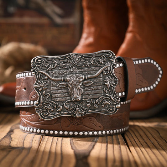 A casual and retro belt, a waist accessory for Western-style clothing, metal buckle, PU belt, suitable for both men and women