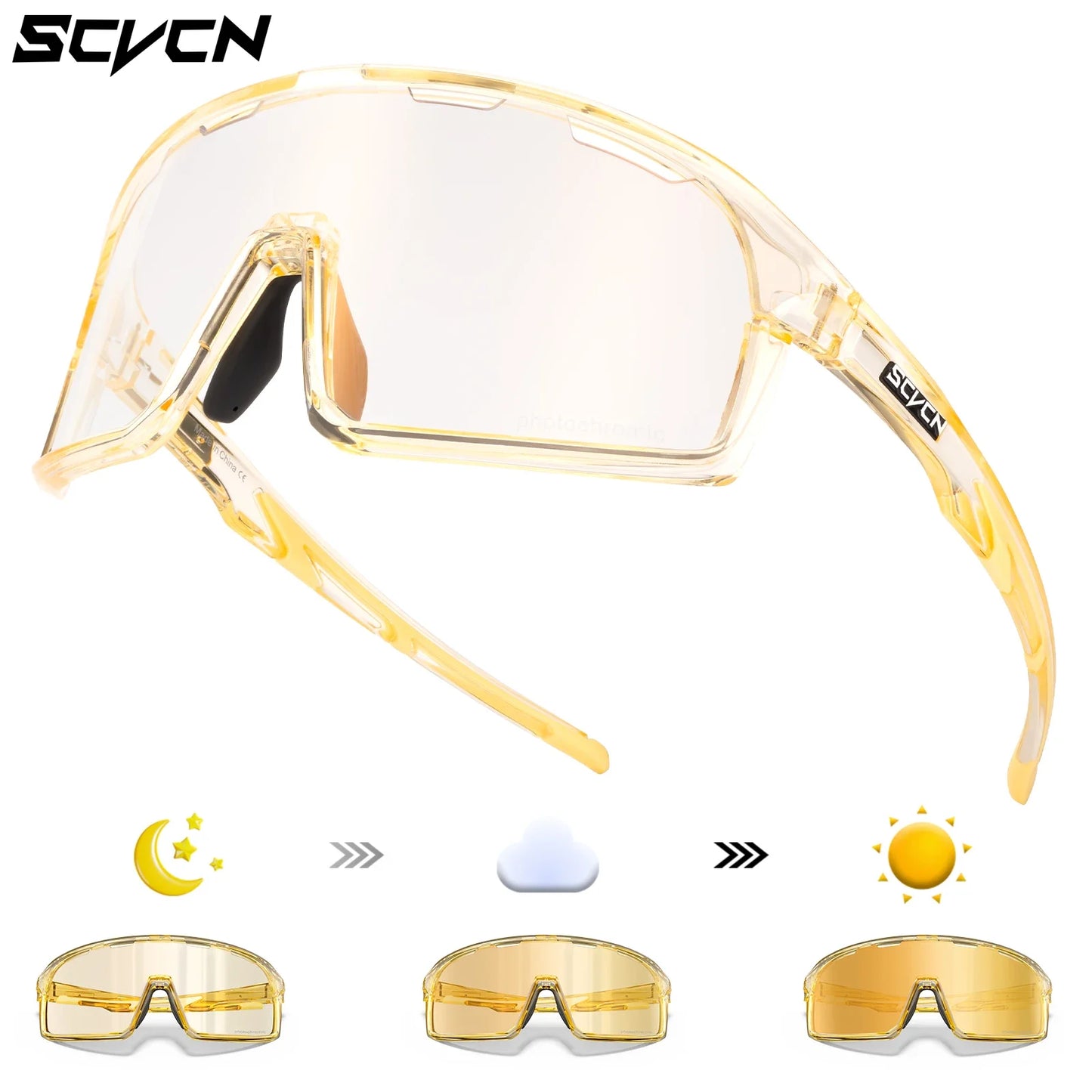 Scvcn Red Photochromic Sunglasses Cycling Blue Outdoor Sports Bike Glasses Man MTB Fishing Glasses Eyewear Bicycle Goggles UV400