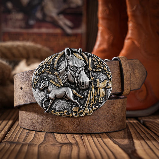A Western-style PU material belt for both men and women, a casual, retro and classic personalized belt