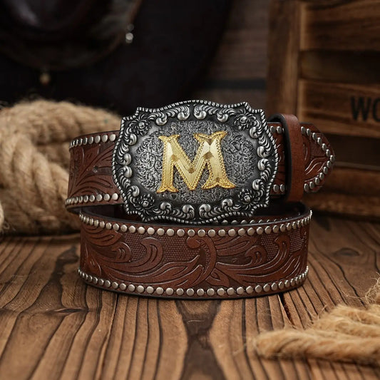 A casual, individual and retro belt, Western-style clothing accessory, metal buckle, PU belt, suitable for both men and women