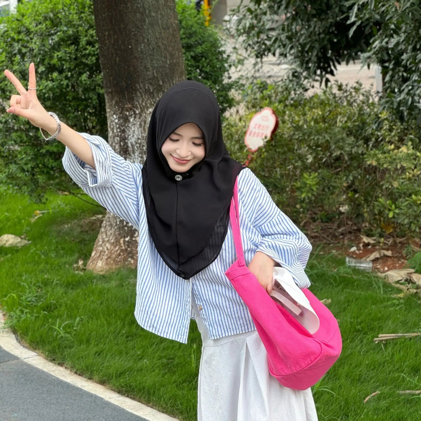 Double Layer Chiffon Turban for Women Muslim Hijab Malaysian Headwear Cap One Piece Amira Islamic Shawl Arab Headband Scarf