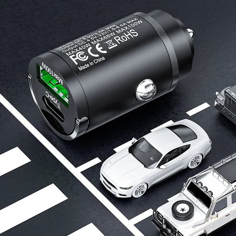 Xiaomi 100W Car Charger Lighter PD Fast Charging For IPhone QC3.0 Mini USB Type C Mini Car Phone Charger For Samsung Huawei 2025