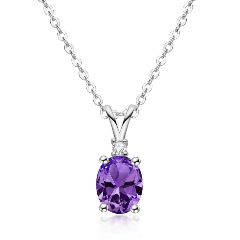 Lnngy Certified 925 Sterling Silver Chain Necklace Irregular Colorful Gemstone Pendant Necklaces for Women Collar Mujer