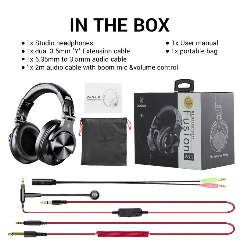 Oneodio A71 Wired Headphones For Computer Phone With Mic Over Ear Stereo Hi-Res Headset Studio Headphone For Recording Monitor