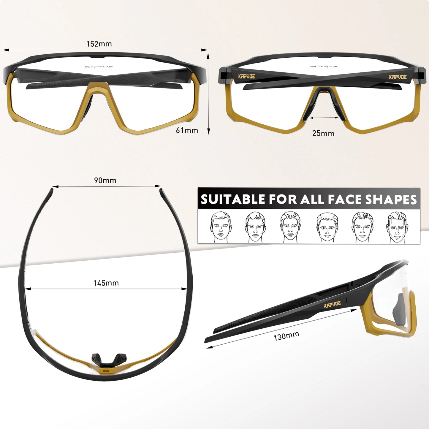 Kapvoe Photochromic Cycling Sunglasses for Men Women Bike Glasses Riding Driving UV400 Mountain Bicycle Goggles Eyewear Sports