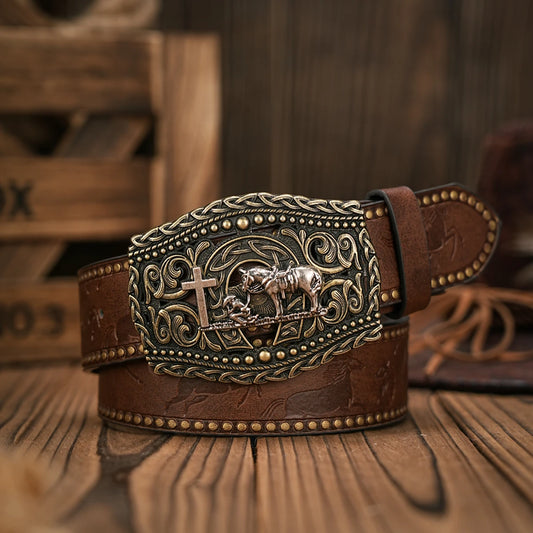 Vintage and fashion collision! PU leather alloy buckle waistband, for both men and women, to create a personalized western style
