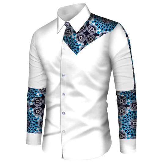 Men's Long Sleeve Shirt Casual Fashion 3D Design Vintage Printed Shirt Men's Flap Collar Shirt Long Sleeve Top