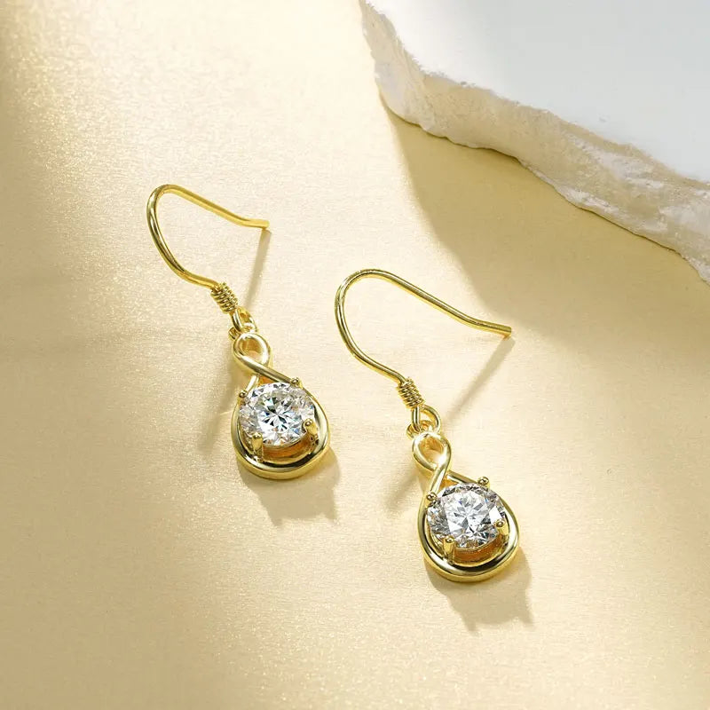 Lnngy 925 Sterling Silver Drop Earring Certified 6.5mm Moissanite Dangle Earring With GRA for Women Beautiful Jewelry Gift