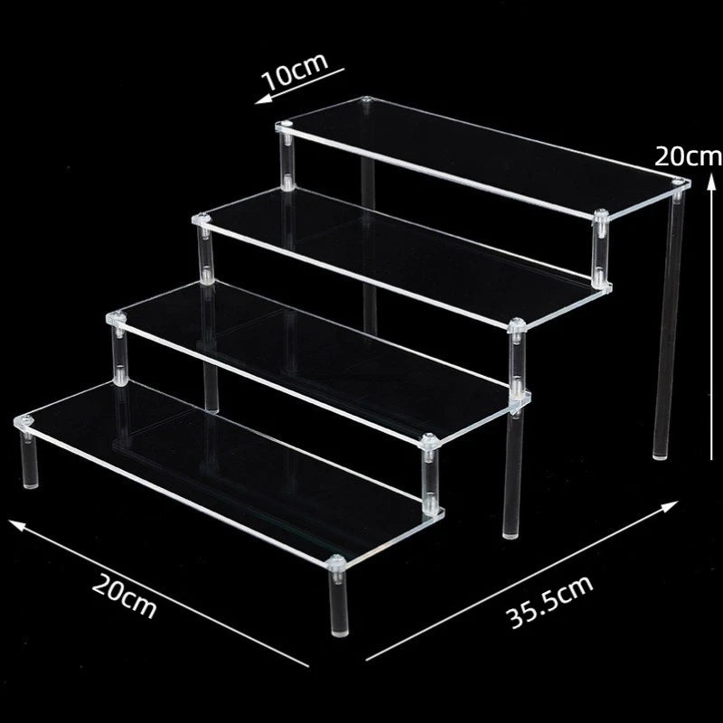 1-5 Tier Acrylic Display Stand Clear Display Riser Rack for Cupcake Perfume Doll Décor Organizer Amiibo Funko POP Figures DC05
