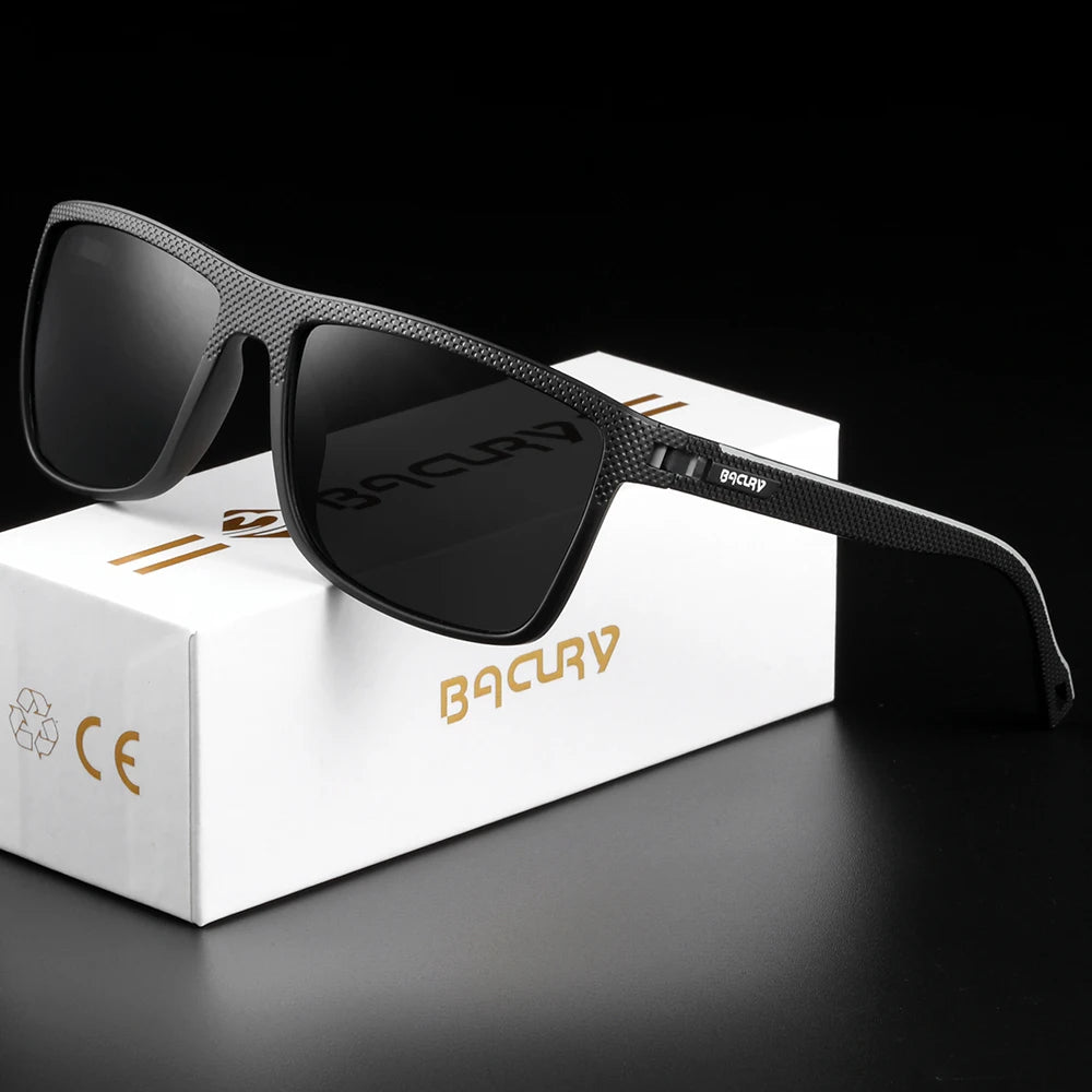BACURY Brand Original Polarized Men Sunglasses TR90 Square Comfortable Driving Finishing Hiking Sun Glasses Women Eyewear