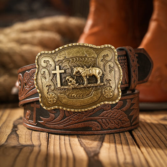 Vintage meets fashion! Alloy buckle PU belt, suitable for both men and women, to create a personalized Western style