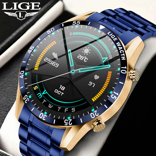 LIGE Original Smart Watch Men 1.39” HD Screen Bluetooth Call Men's Bracelet Heart Rate Blood Pressure Monitor Sports Smartwatch