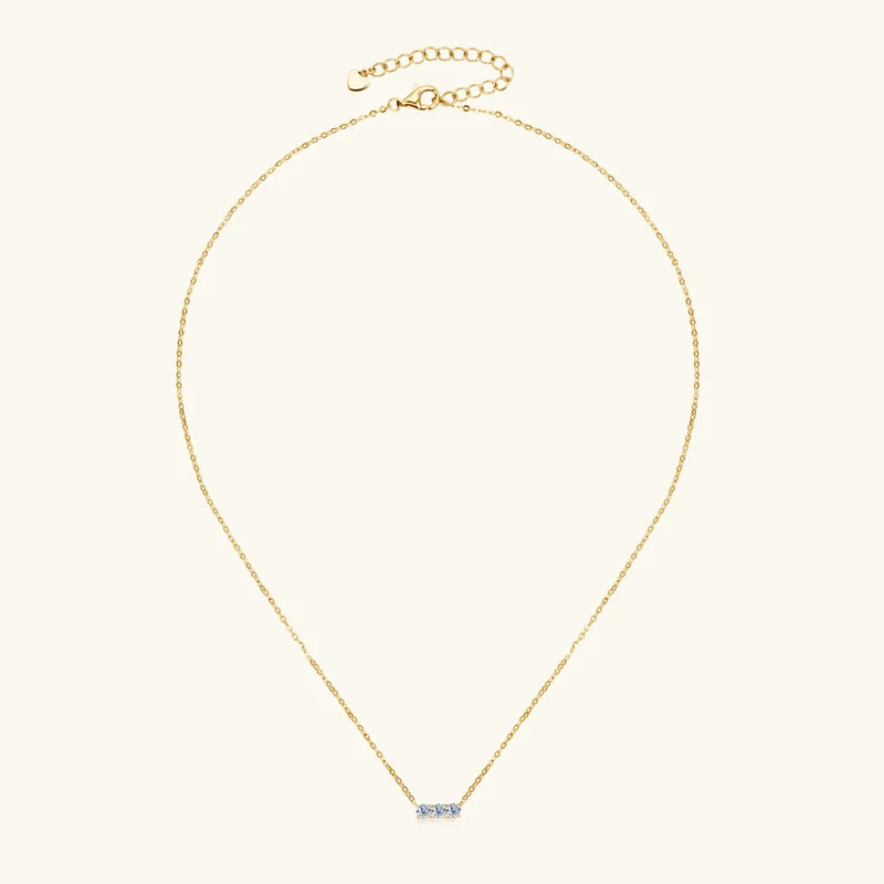 IOGOU Simple 3 Stone Moissanite Pendant Necklace Earrings Jewelry Set for Women Real 925 Silver Valentine's Day Christmas Gifts