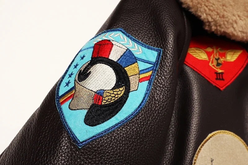 Men’s Military G1 Flight Jacket – Thick Quilted Cowhide Leather Winter Overcoat