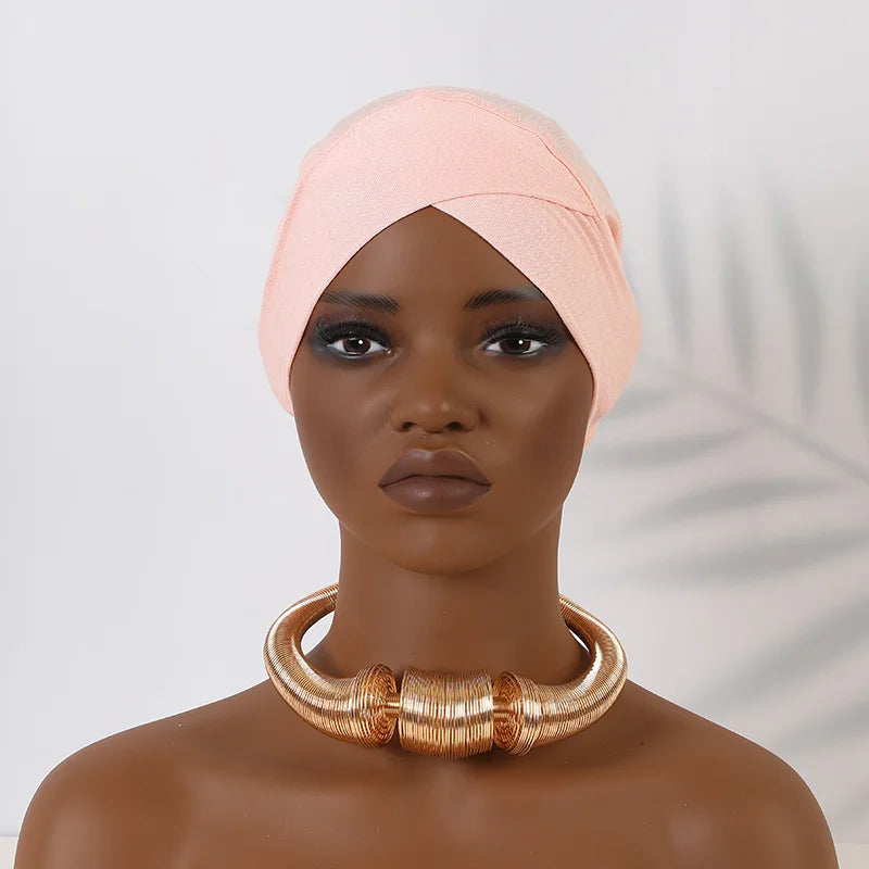 Women Stretchy Turban Modal Jersey Inner Hijab Muslim Hat Solid Color Tube Cap Islamic Under Scarf Headwrap Bonnet Arab Headband