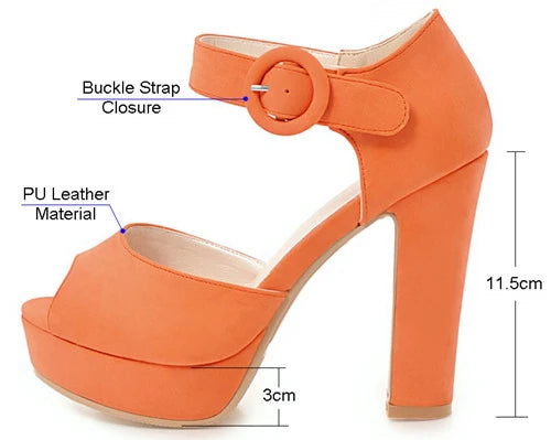 SHOWAYS Women’s Platform Sandals High Chunky Heel Peep Toe Ankle Strap Casual Office Summer Dress Shoes