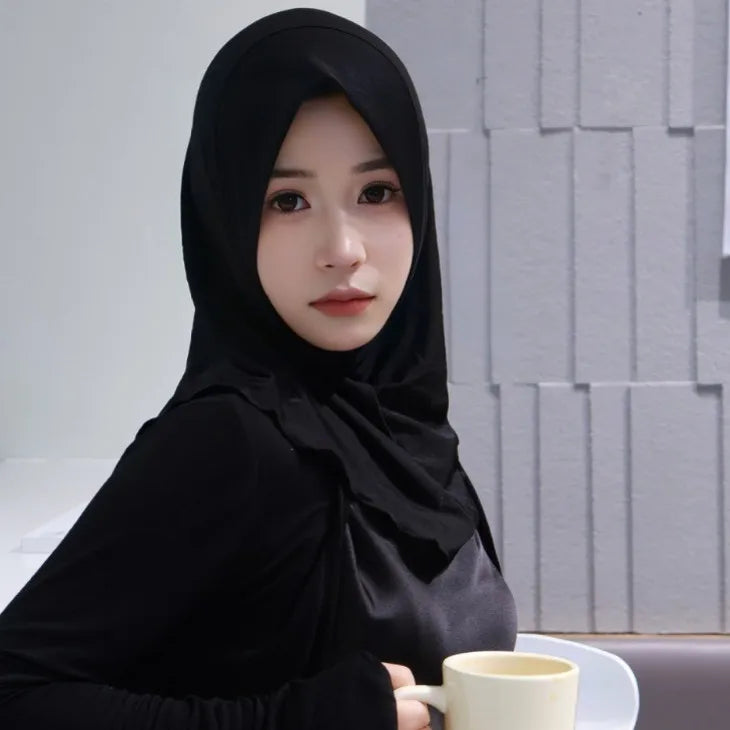 Muslim Elegant Girls Instant Hijab with Bowknot Islamic Women Turban Full Cover Scarves Shawl Arab One Piece Amira Head Wraps