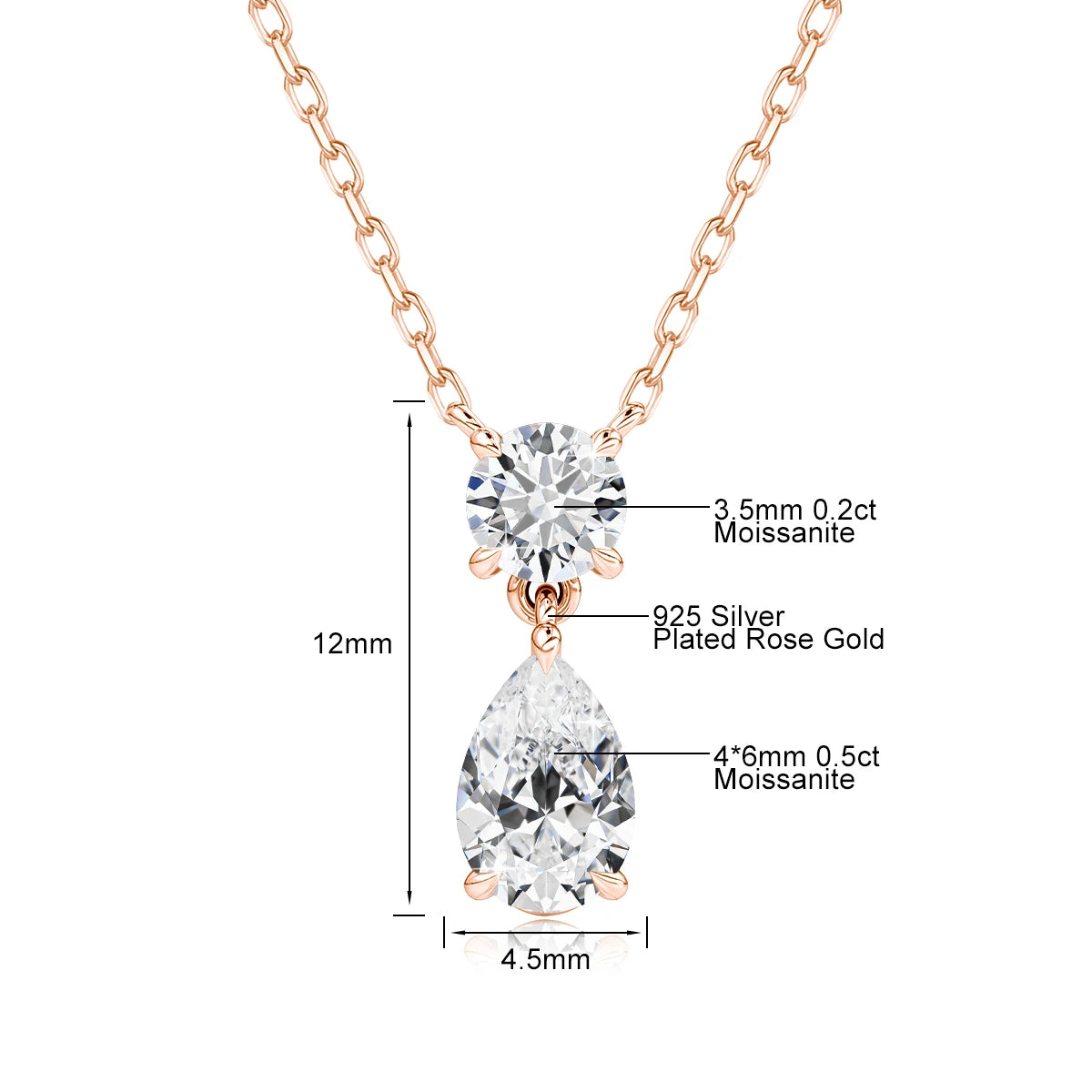 4ctw Pear Teardrop Cut Moissanite Diamond Pendant Necklace D Color GRA Certified 925 Silver Plated 18k Gold Jewelry for Women