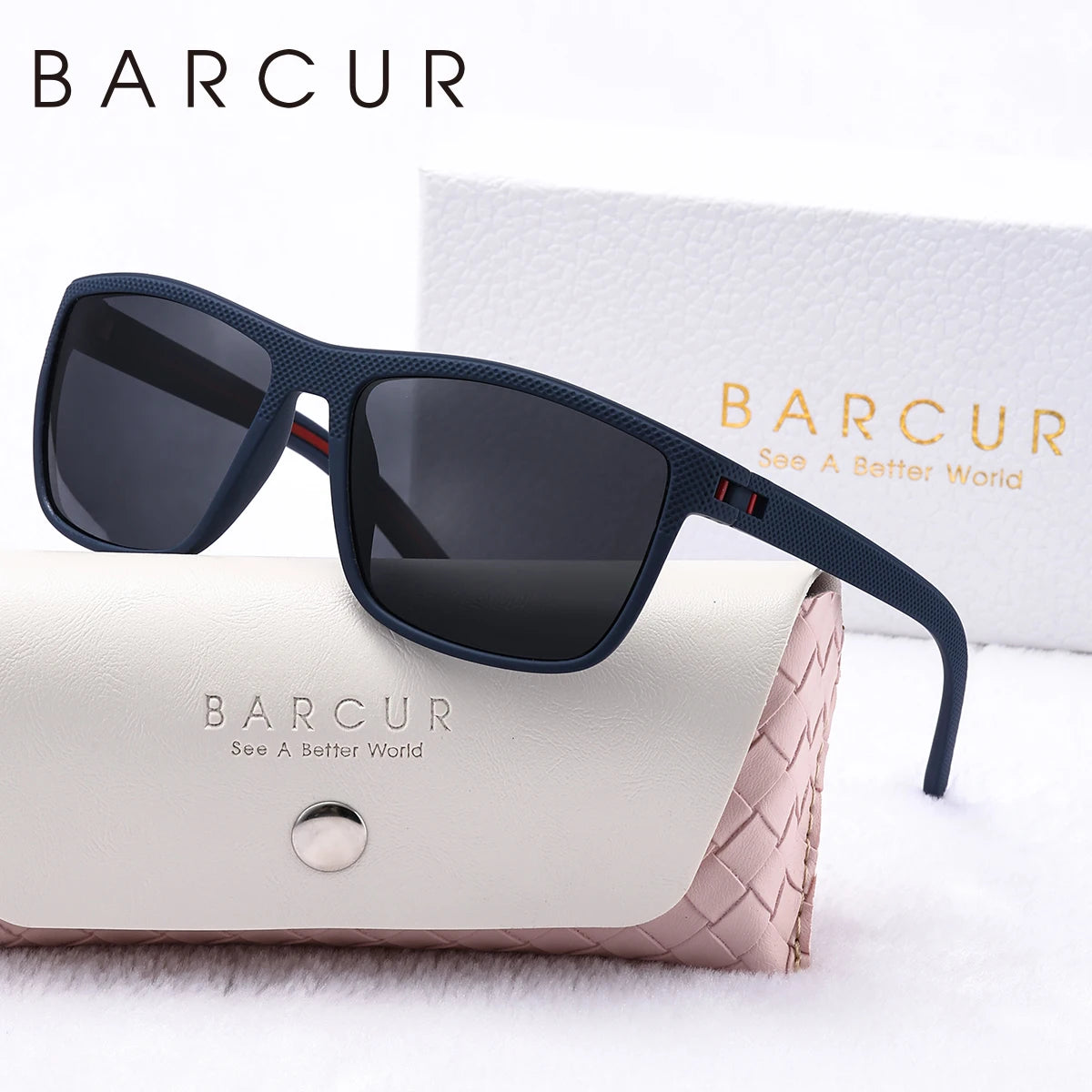 BARCUR Simple Comfort PC Rectangular Frame Polarized Sunglasses Classic Leg Solid Color One Bar Design Outdoor Sports Sunglasses