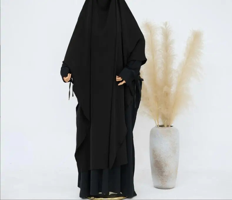 Ramadan Eid Muslim Women Prayer Hijab Long Scarf Islamic Pullover Big Khimar One Piece Abaya Arabia Shawls Dubai Turkey Headwrap