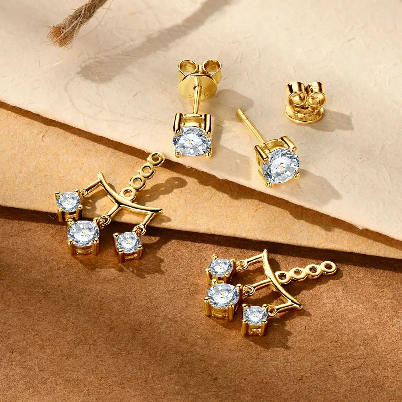 Lnngy Certified GRA 5mm 0.5ct Moissanite Earrings For Women 925 Sterling Silver Stud Earring Sparkling Korean Wedding Jewelry