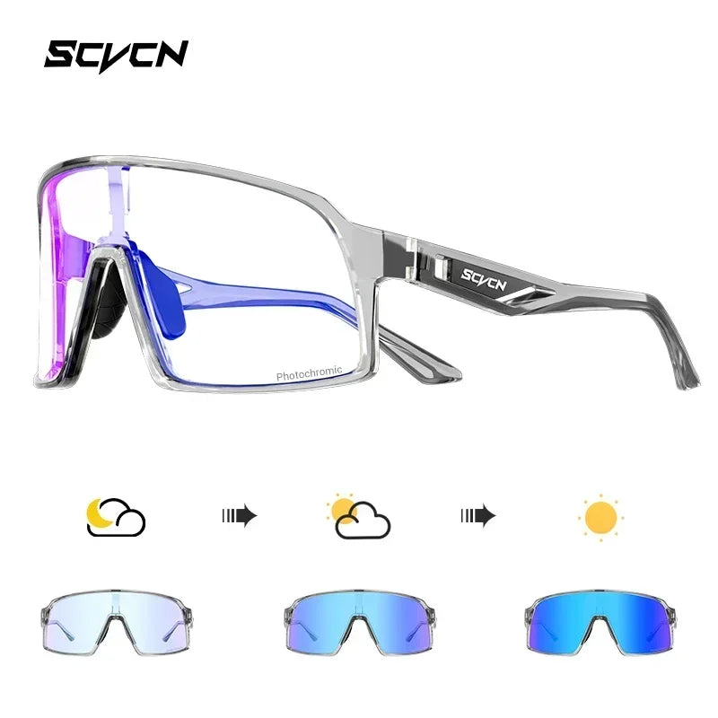 Scvcn Color Photochromic Sunglasses for Men Cycling GlassesWomen MTB Glasses Sports Hiking Running UV400 Lightweight Glasses