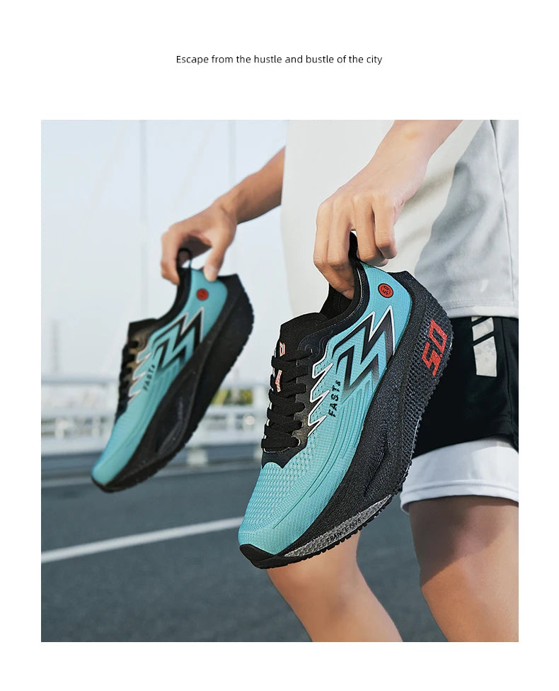 Men's Sports Shoes Cushioning Non-Slip Flat Wear Resistant Sneakers Mesh Breathable Platform Soft Running Shoes for Man